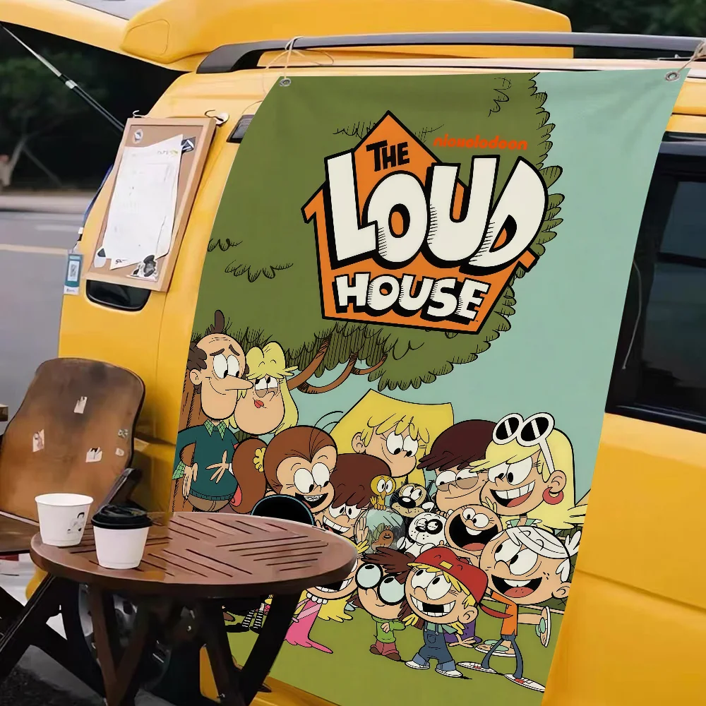 الرسوم المتحركة الكرتونية L-Loud H-House العلم لغرفة المعيشة المنزل النوم فن الديكور المنزل حفلة نزهة ديكور راية #3