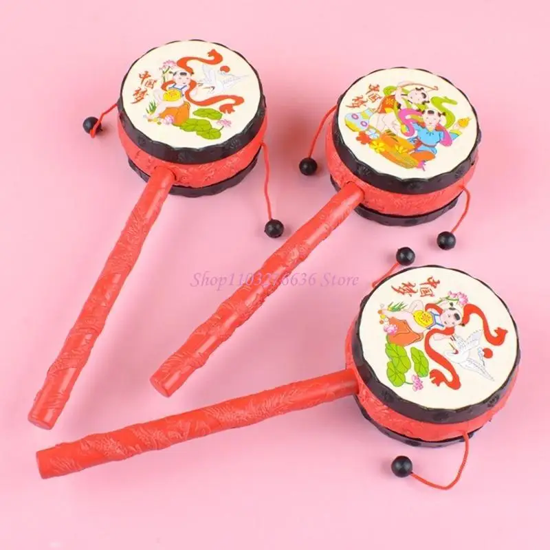 R6FD hoài cổ lục lạc trống đồ chơi tay trống trẻ Tambourine đồ chơi giáo dục âm nhạc cho bé