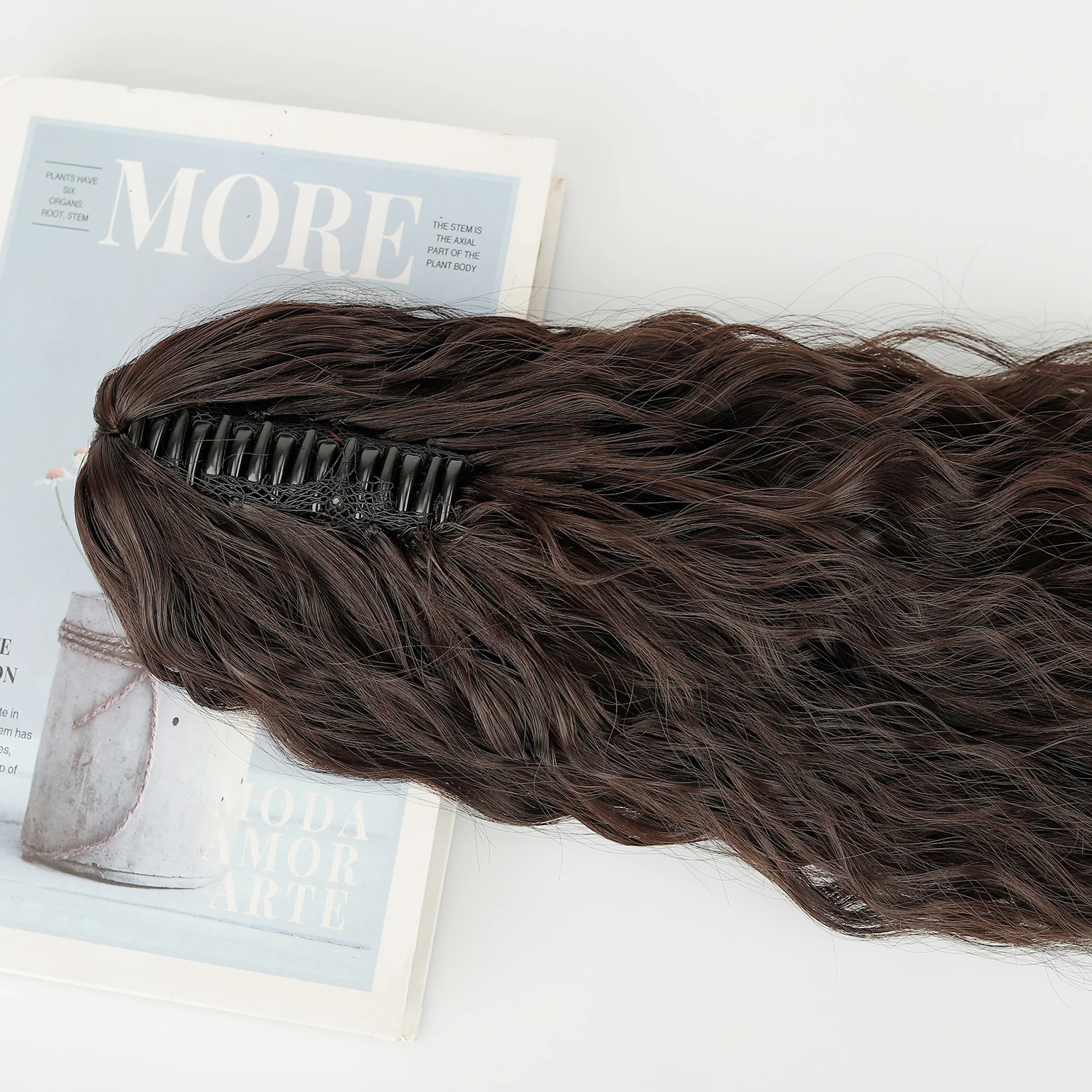 شعر قصير مجعد ذيل حصان تمديد مخلب كليب على ذيل الشعر التدرج اللون رقيق تصفيفة الشعر هيربيسي للنساء الاستخدام اليومي #4