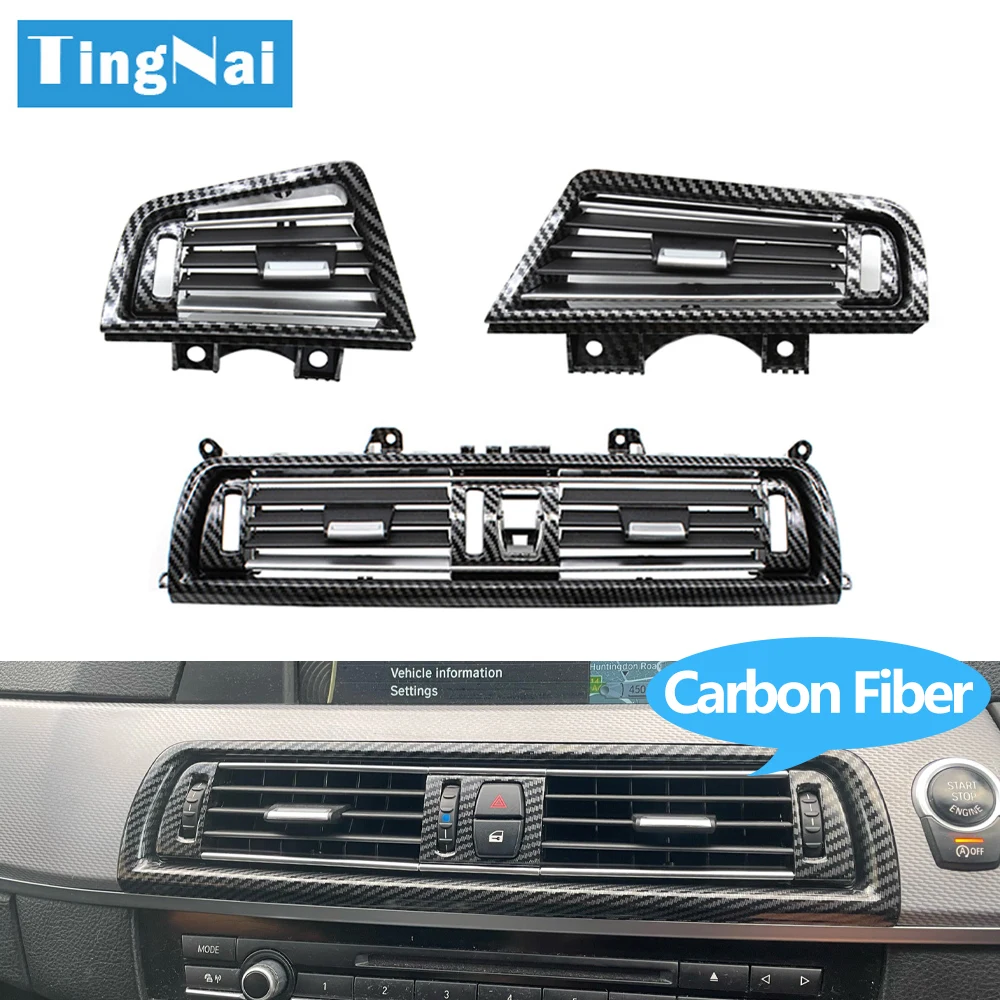 Carbon Fiber Chrome Front Rear Air Conditioning AC Vent Grille Outlet Cover For BMW 5 Series F10 520 521 523 525 528 530