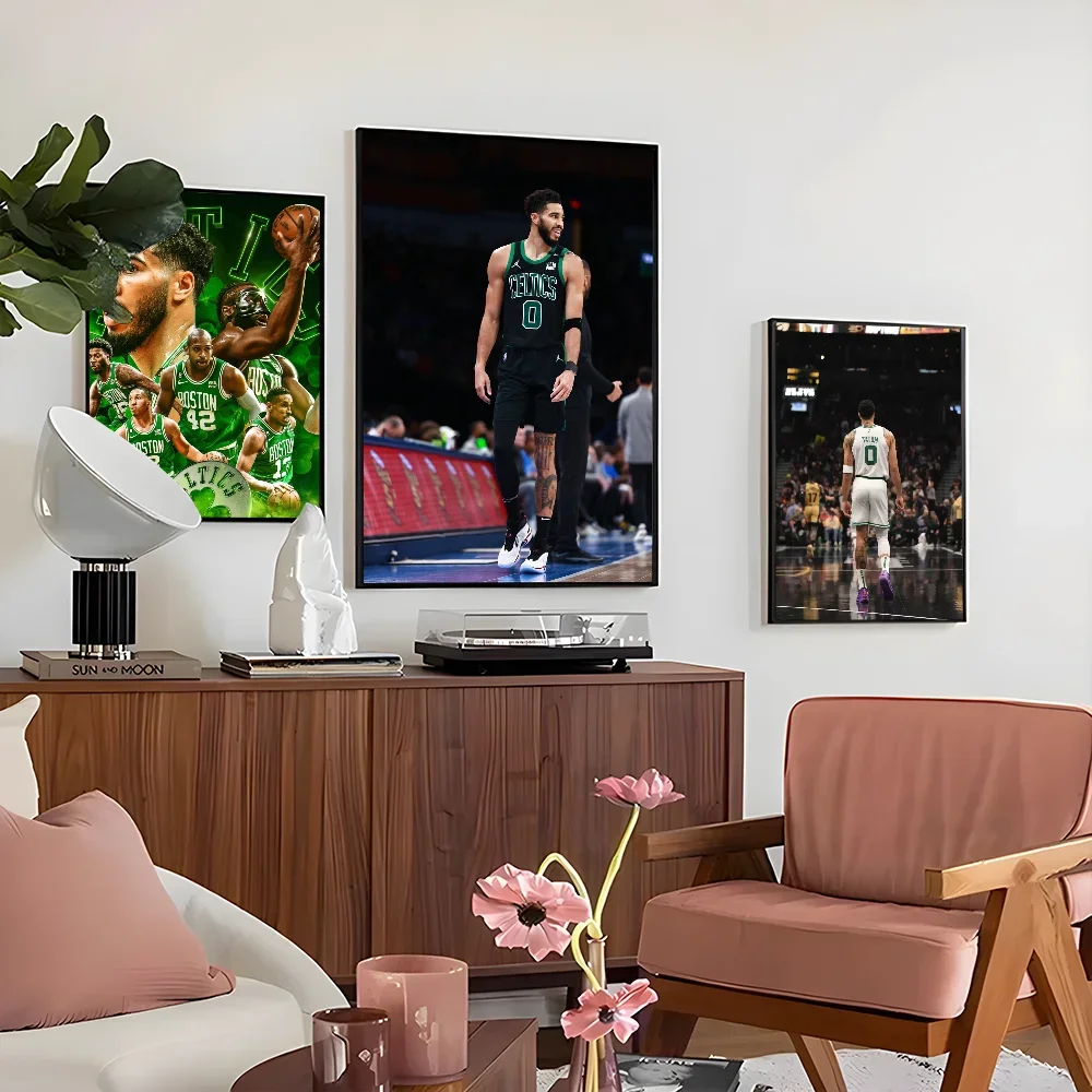 1PC Basketball Player J-Jayson Tatum Poster Self-adhesive Art Waterproof Paper Sticker Coffee House