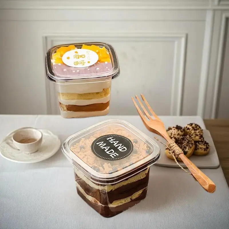 50Pcs Clear Plastic Cups Disposable Mousse Dessert Box With Lid Dessert Acrylic Food Cake Cup 150/250/380ml Packaging Box - view 6