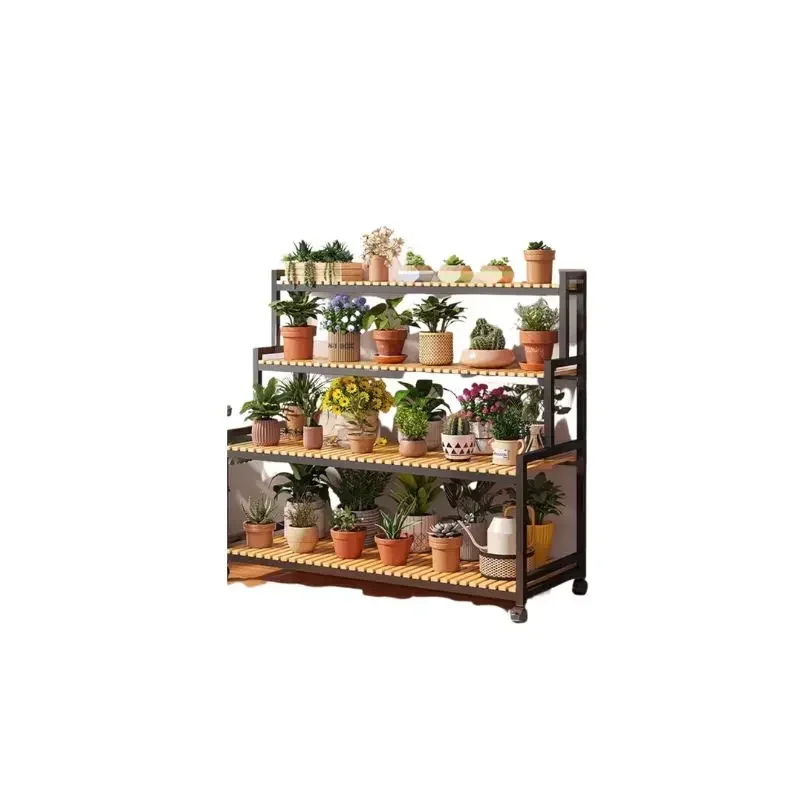 Black Outdoor Plant Shelf Rack Flowers Luxury Universal Square Plant Shelf Rack Tiered Bamboo Bitki Rafları Garden Furniture