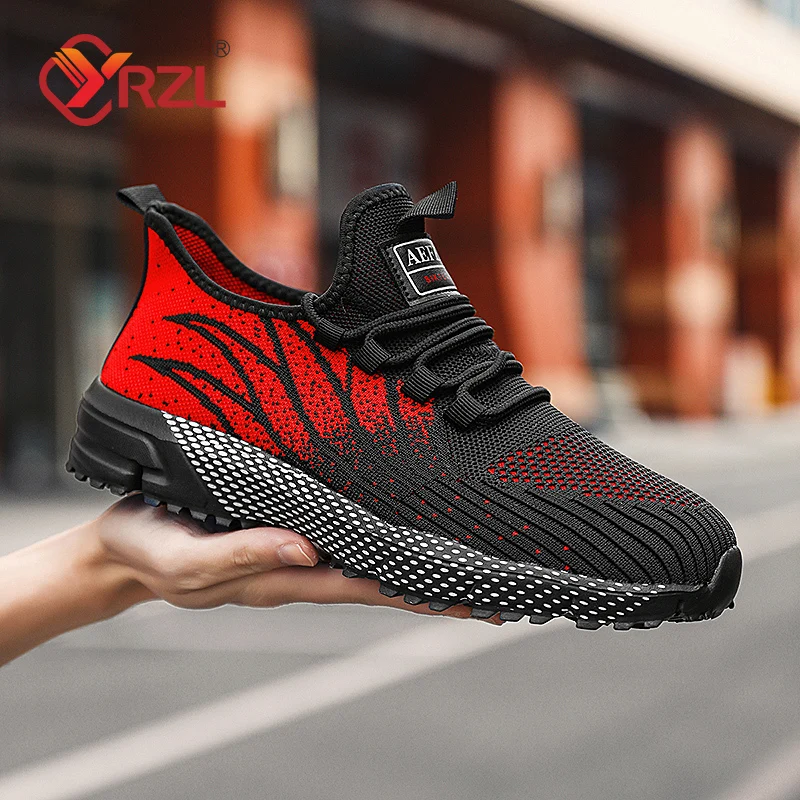 

YRZL Men Casual Sport Shoes Light Sneakers Black Outdoor Breathable Mesh Comfortable Running Shoes Athletic Jogging Tennis Men