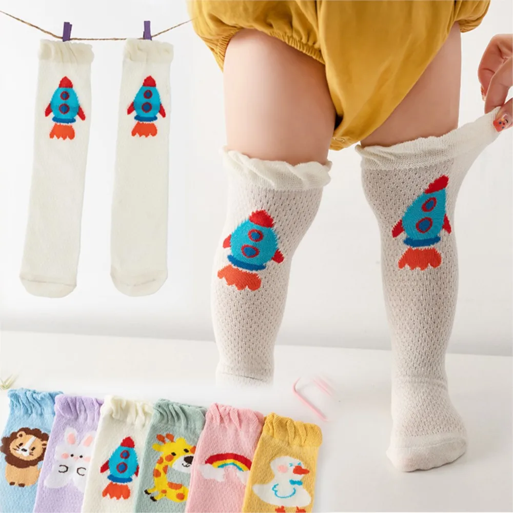 Baby stockings thin over-the-knee socks for children in summer Newborn cotton socks baby mosquito socks mesh socks in summer.