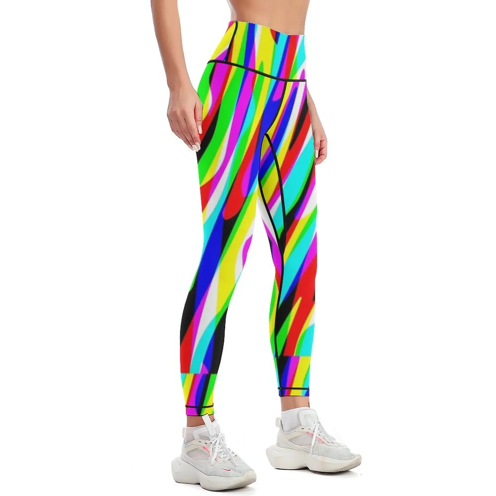 electrifying Neon and black Zebra Print design Leggings for physical Jogger pants flared Golf wear Womens Leggings