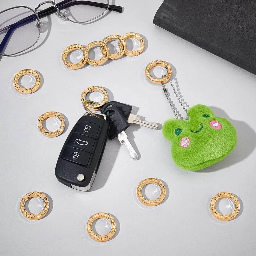 12 Uds. Anillos tóricos de resorte de diamantes de imitación de Metal, anillo de puerta de resorte de aleación con anillos de diamantes de imitación, llavero redondo, anillos de puerta con hebilla de 25mm