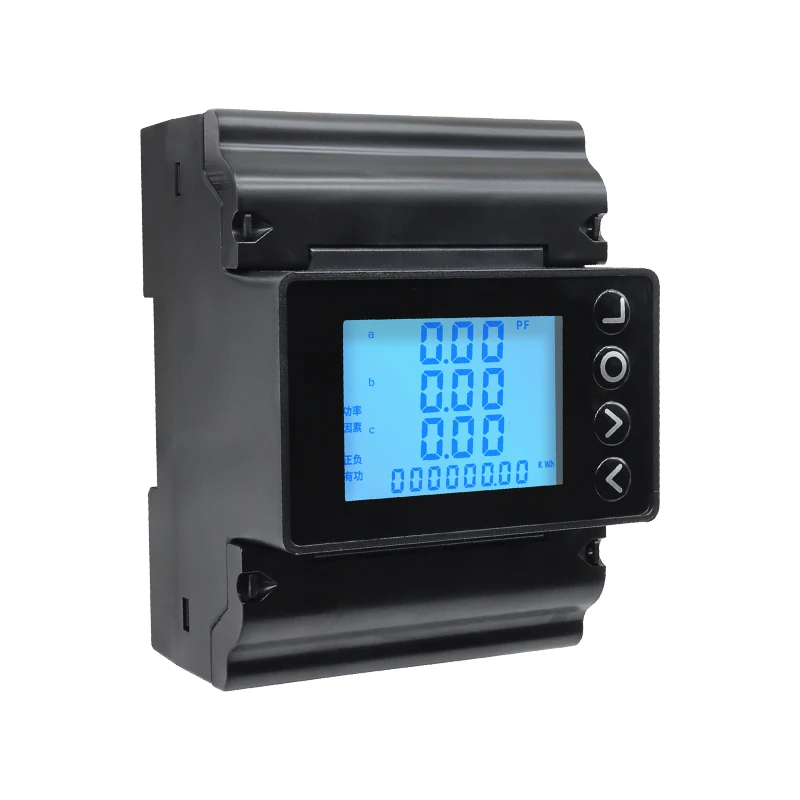 Din Rail Wattmeter Multifunctional Digital Monitor Power Meter RS485 Three-Phase Four-Wire Electricity Meter