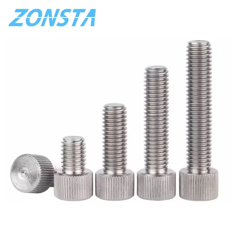Viti a testa zigrinata in acciaio inossidabile 304 M2 M2.5 M3 M4 M5 M6 M8 Viti a testa zigrinata a testa tonda piatta Viti di regolazione manuale Bulloni a testa zigrinata