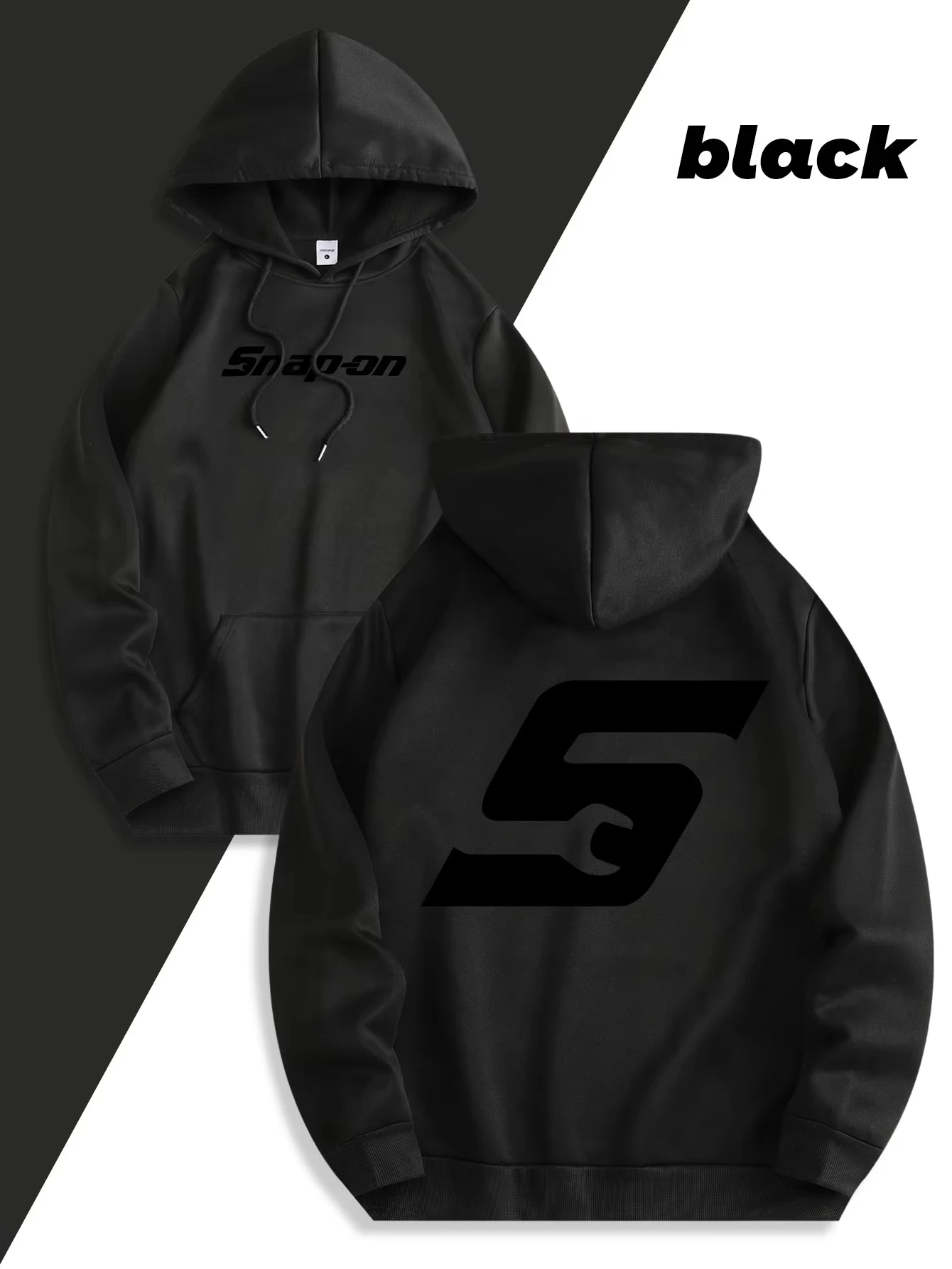 Rotes Snapon-Kapuzen-Sweatshirt, lässiger Langarm-Pullover aus 100% Polyester-Strickstoff, warme Kapuzenjacke für alle Jahreszeiten mit Kordelzug. – Detail 3