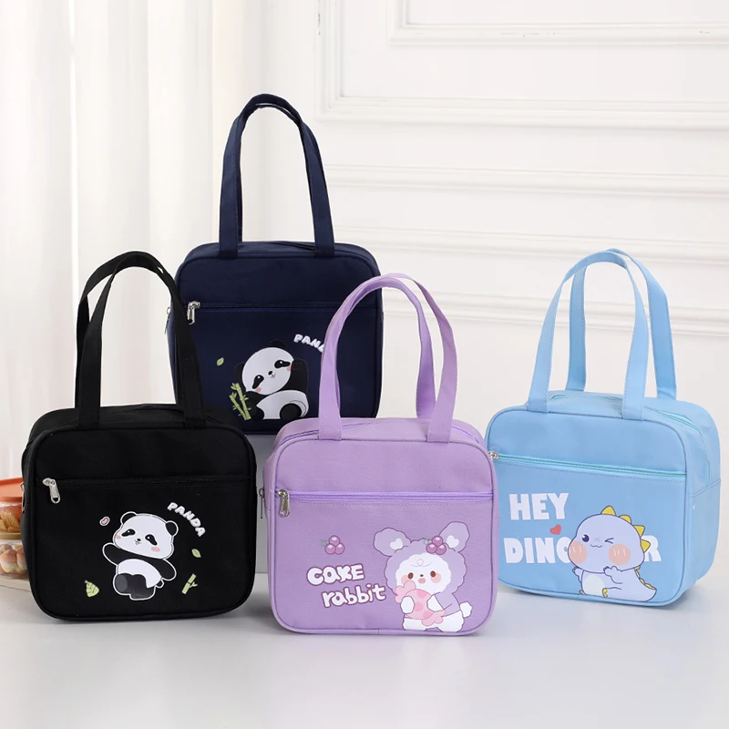 

Lunch box bag with handle for keeping food warm. Compact and portable. Children's cute cartoon canvas lunch bag.