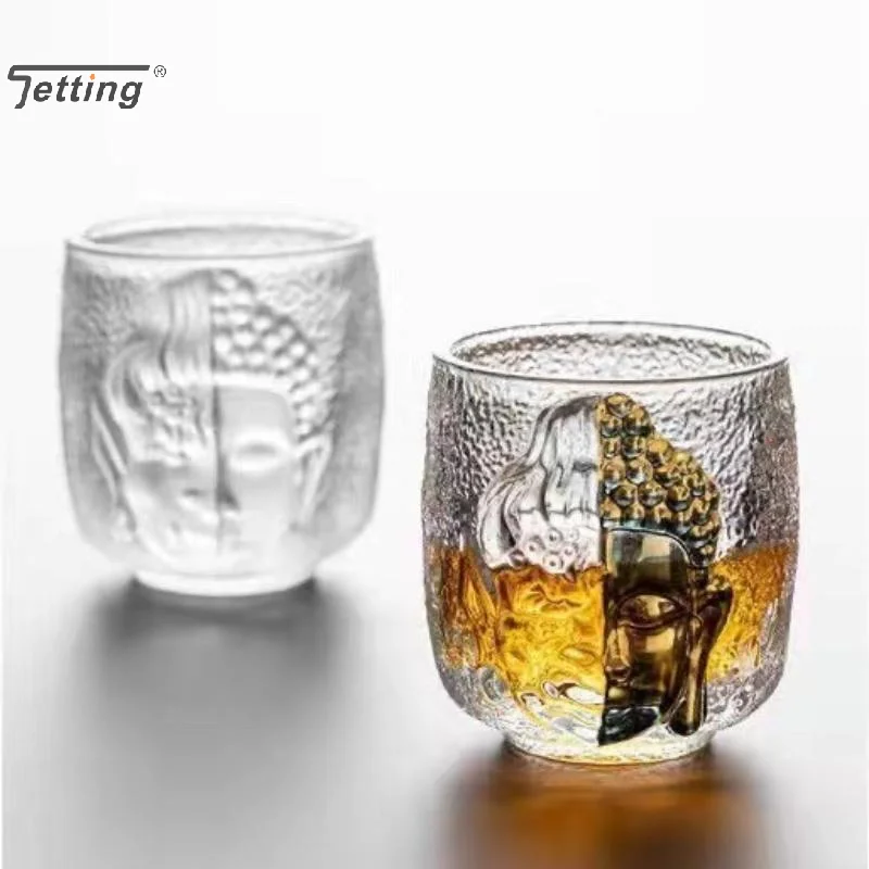 Zen Devil Or 3D Relief Crystal Glass Religion Azure Stone Sake Wine Cup Liquor Vodka Whisky Tumbler Teacup