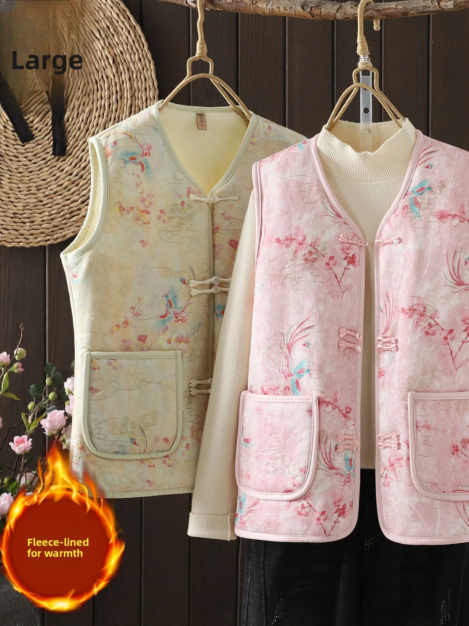 New Sle National Trend oulder Pad Autumn Winter Mom Sweet Print New Chinese Spring Under Vest Personali Matched Top