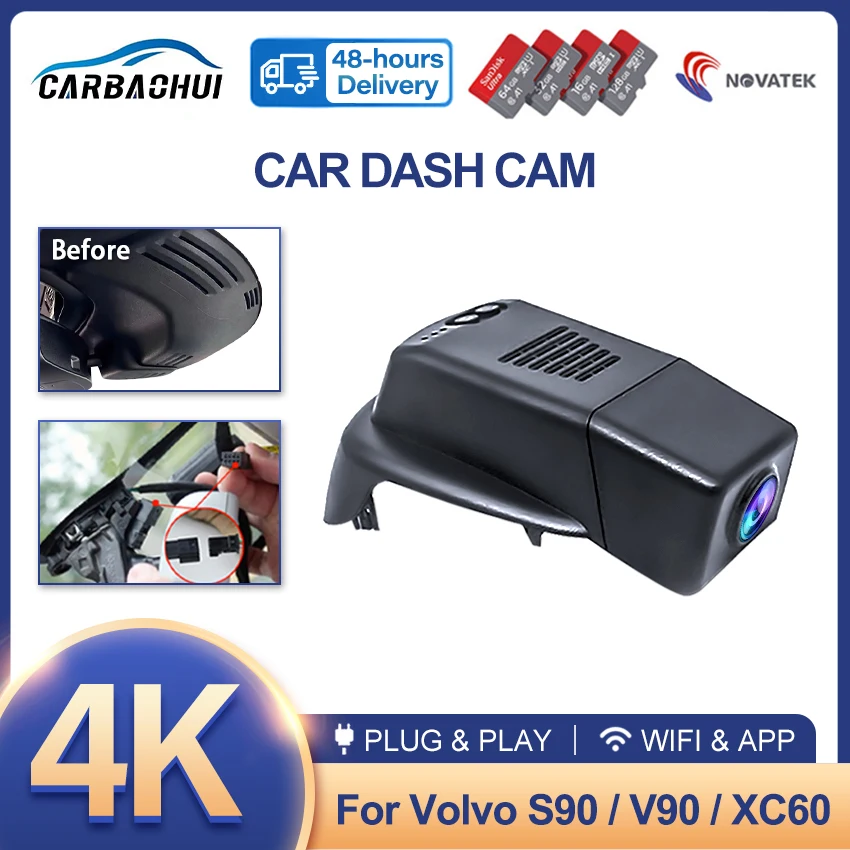 

Plug and play Hidden Car DVR WIFI 4K Dash Cam Camera For Volvo V90 Cross Country S90 XC60 T8 2018 2019 2020 2021 2022 2023 2024