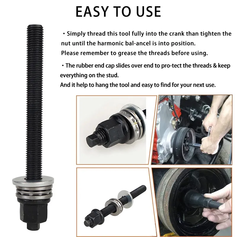 Harmonic LS Crankshaft Pulley Installer Harmonic Balancer Tool For GM 1997-Up LT LS Engines with Thrust Bearing&Hex Wrench Flats