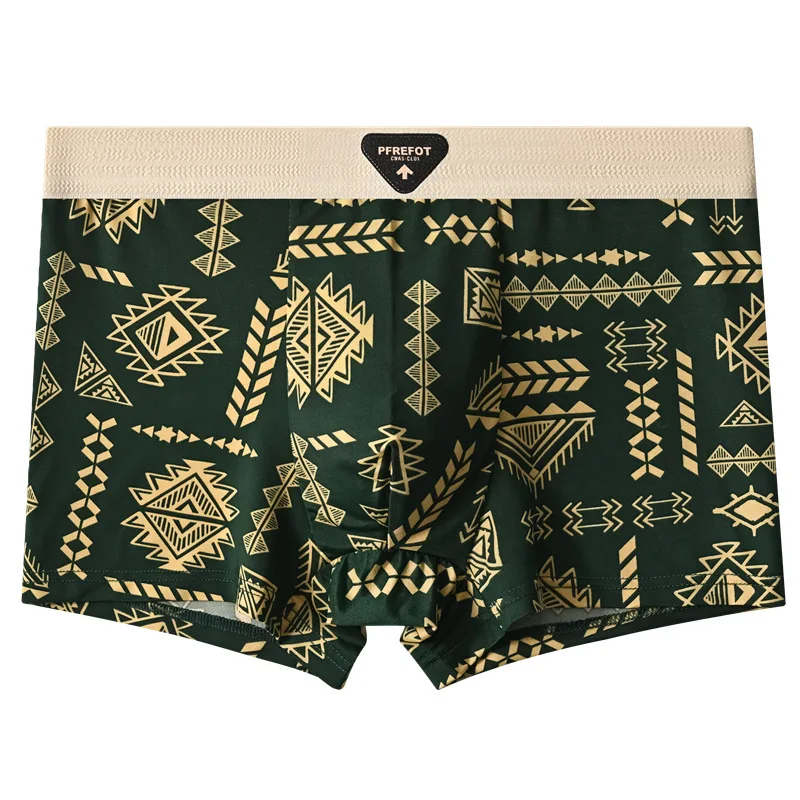 

Men's underwear men's ice silk printing antibacterial breathable boxers men's four-corner pants