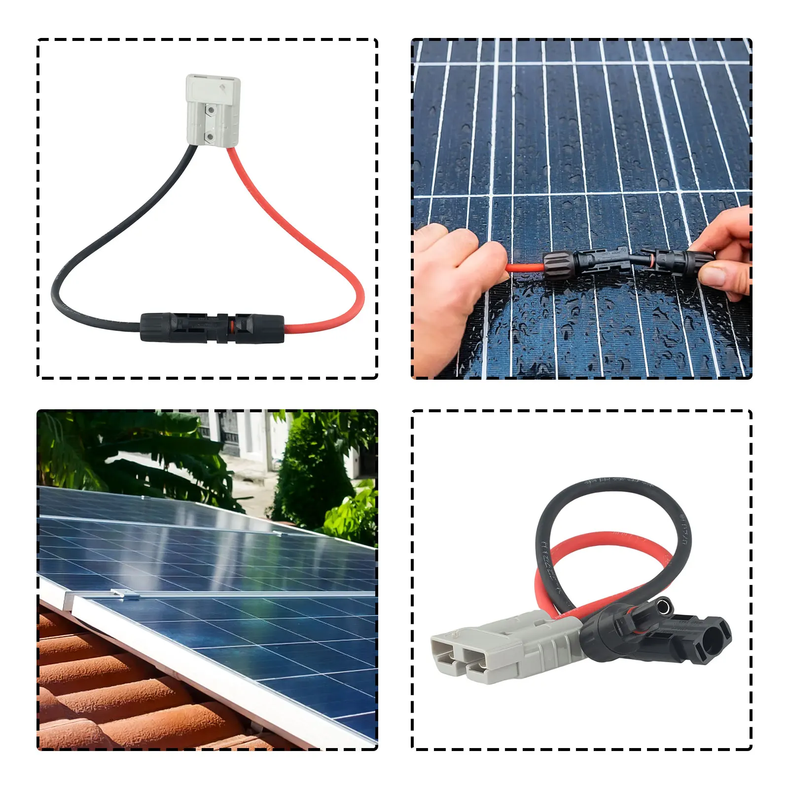 1pc Y Adaptor Connector 30cm 50 AMP Plug To Solar Panel Cable Pvc Y Adaptor Connector Charging Plug Power Adapter Connection