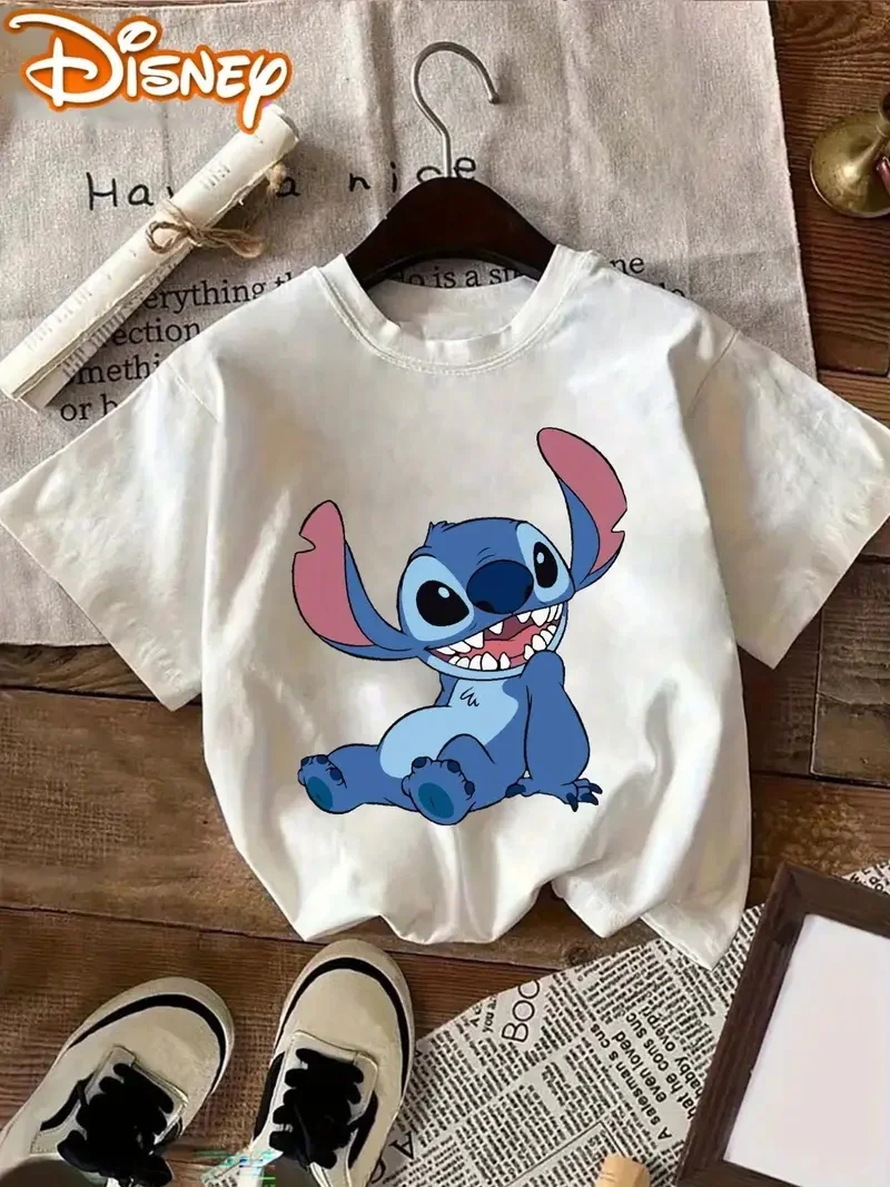 

2025 Disney Pattern Printed Women's Casual Comfortable Unique Smiling Face Black Round Neck Short Sleeve T-shirt
