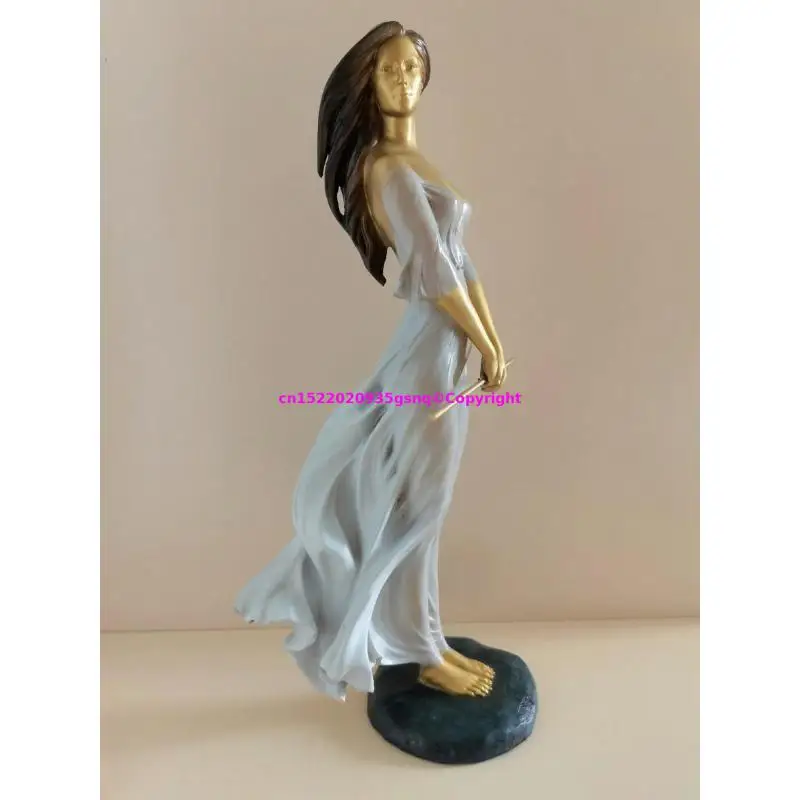 Original art The Beauty of the East ornament girl of Gently blowing the gauze Home bar Elegant art decoration Bronze sculpture