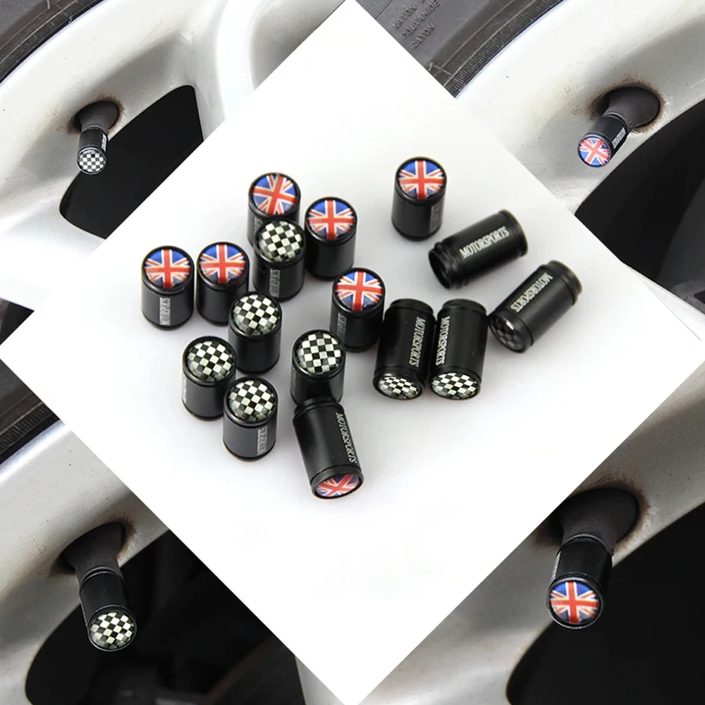 Car Wheel Tire Valve Screw Caps Cover Exterior Union Jack Decoration For Mini Cooper R55 R56 R60 R61 F55 F60 Accessories 4pcs
