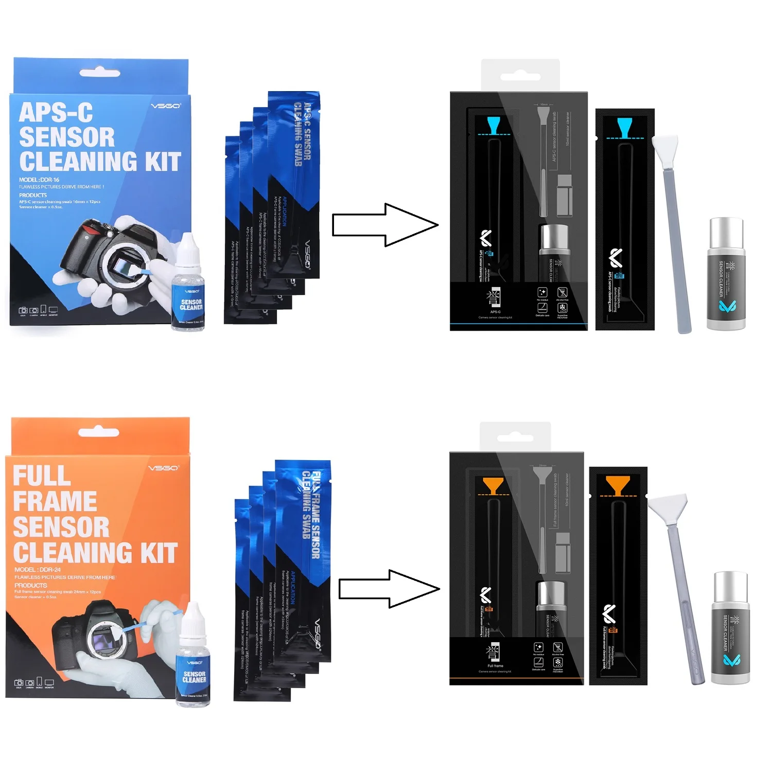 VSGO DSLR Camera Sensor Cleaning Swab Kit with Liquid Cleaner Solution for Nikon Canon Sony Digital SLR CCD CMOS Clean