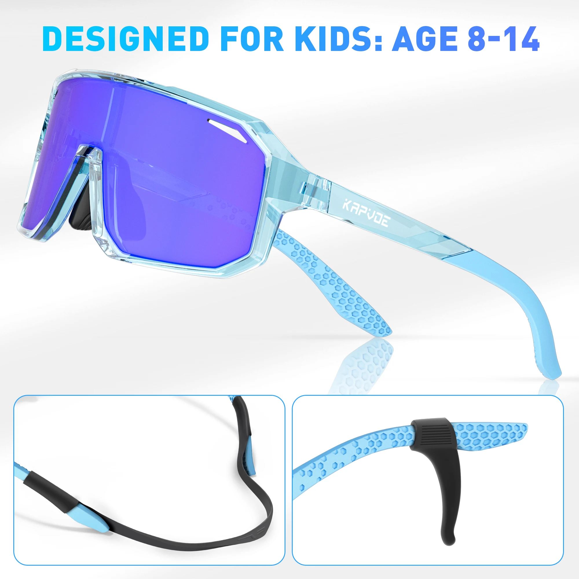 Kapvoe Child Bike Sunglasses Cycling Glasses for Kids UV400 Boys Girls Small Size Glasses Fashion Outdoor Sports Protection 2024