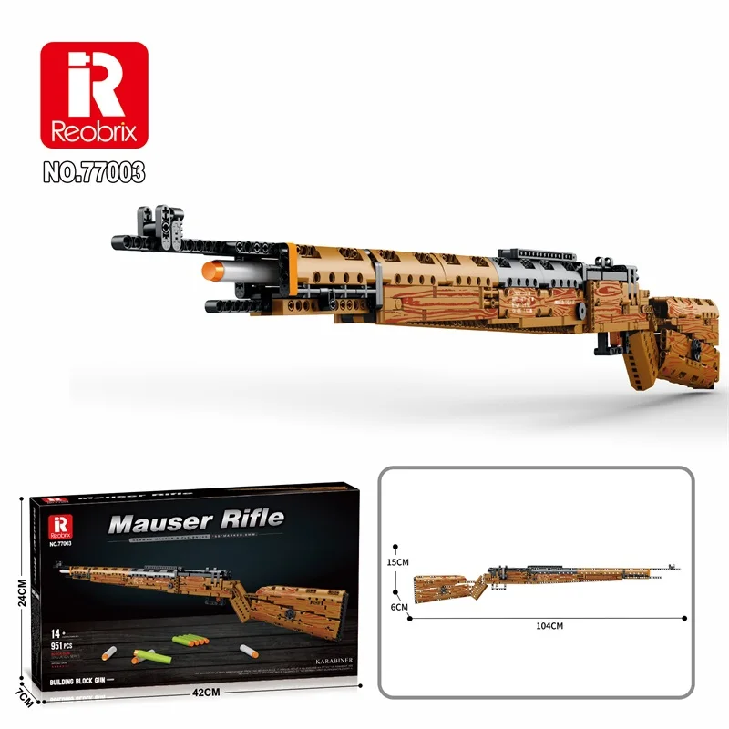 Mauser Kar98K Bouwsteen Model Kan Schieten Zware Sniper Rifle Monteren Bakstenen WW2 Wapens Kinderen Educatief Speelgoed Vakantie Geschenken - afbeelding 1