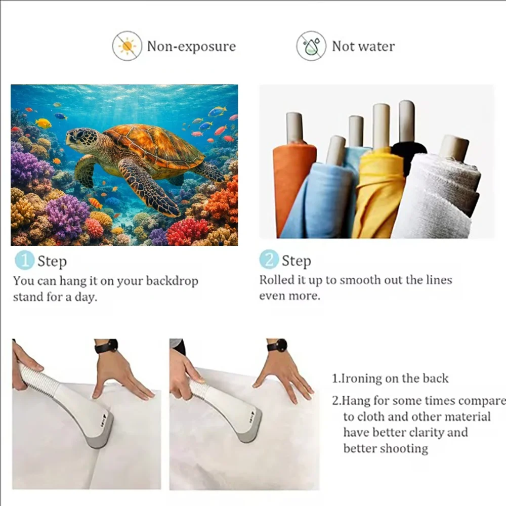 Marine Life Background Sea Turtles Whales Caves Coral Reefs Fish Underwater World Party Decoration Backdrop Aquarium Banner Prop - view 6