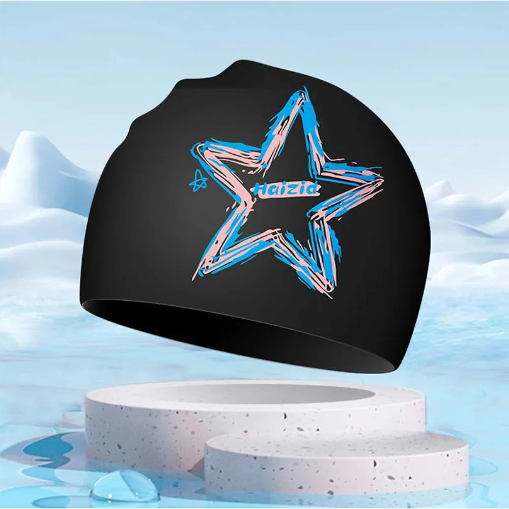 Photography Props Silica Adult Swimming Cap Moon Star Diving Cap Waterproof Protect Ears Bathing Cap Swim Pool