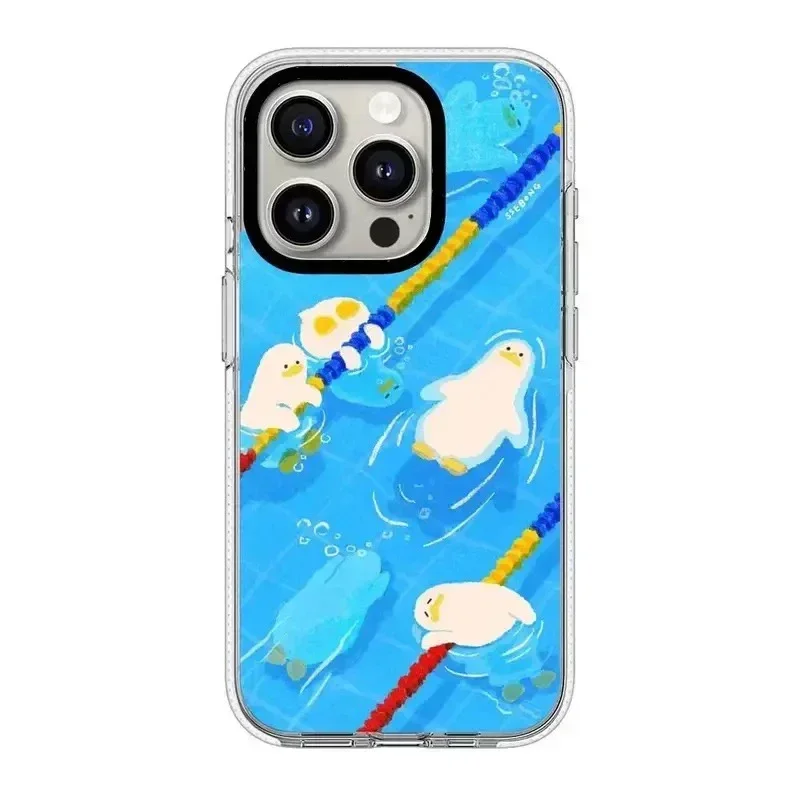 Pigro creativo anatra bordo trasparente magnetico IPhone 13 14 15 16 Pro Max custodia per 16 Pro Max