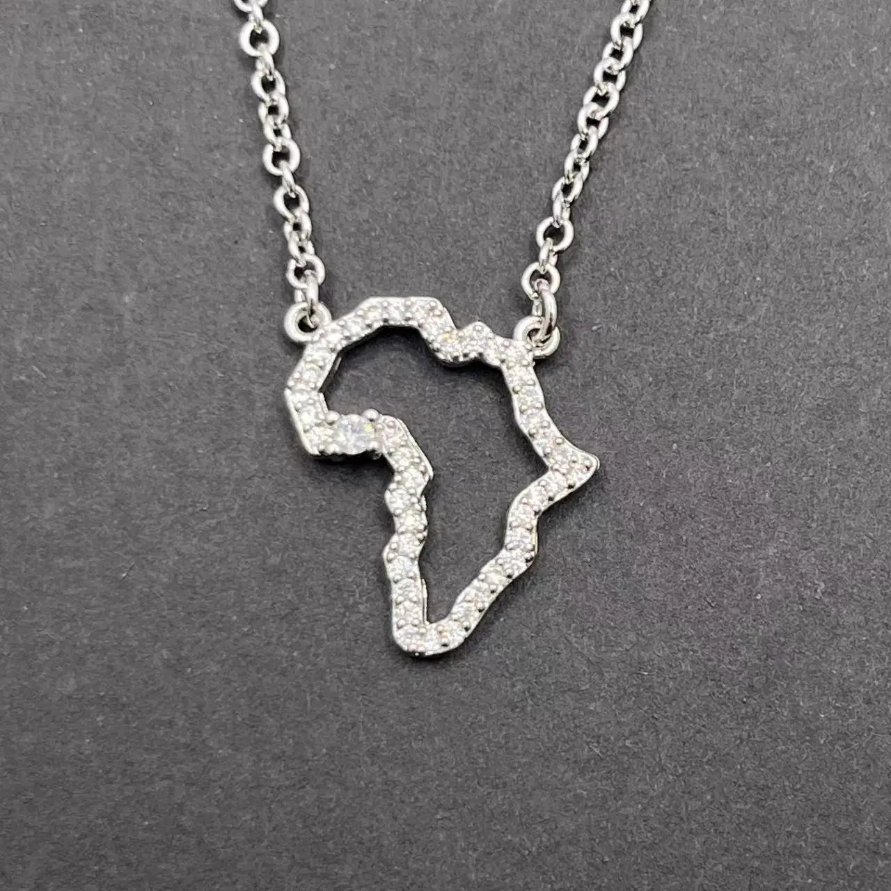 Africa Map Pendant Necklace For Women Men Silver Gold Color Ethiopian Zircon Neck Chain Jewelry South African Gift Wholesale