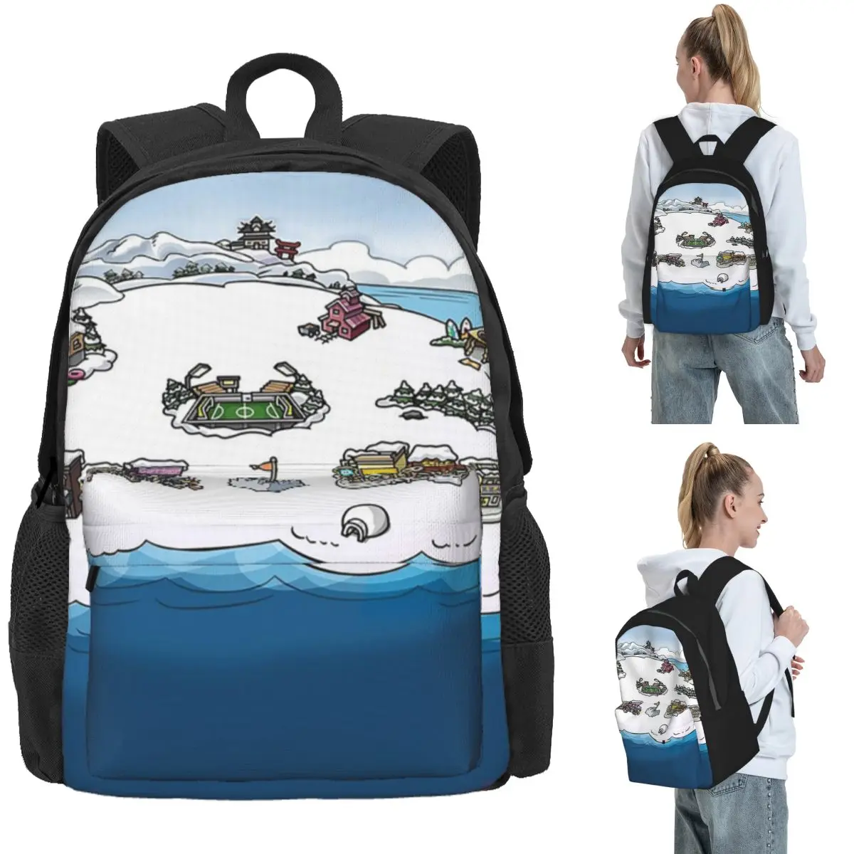 Club Penguin M Backpack Daypack Large Capacity Boys Girls BookBag School Bag Shoulder Bags for Men Women