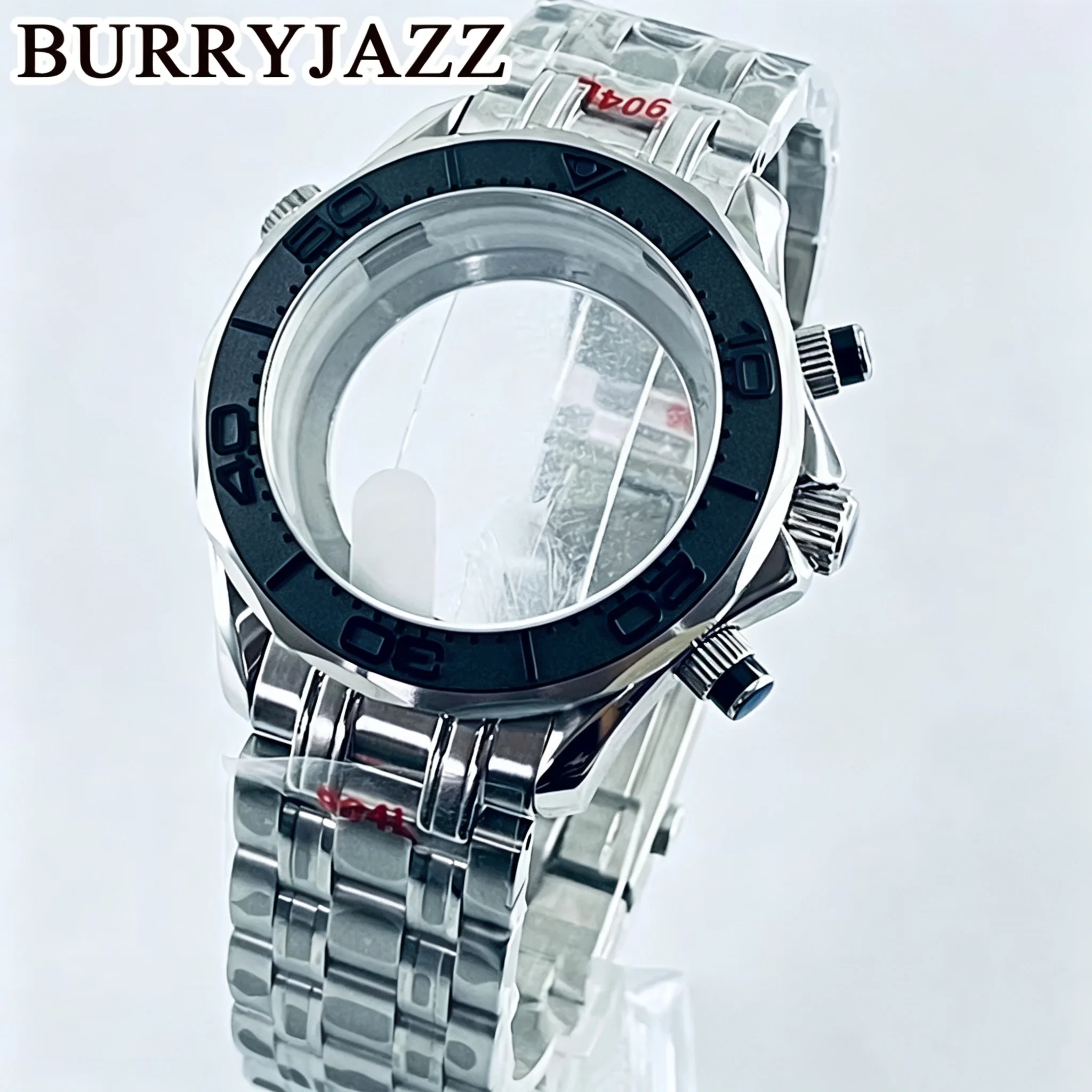 41mm Seamaster 300 Watch Case Fit VK63 VK64 Multy-Functional Quartz Chronograph Silver Watch Case Sapphire Glass
