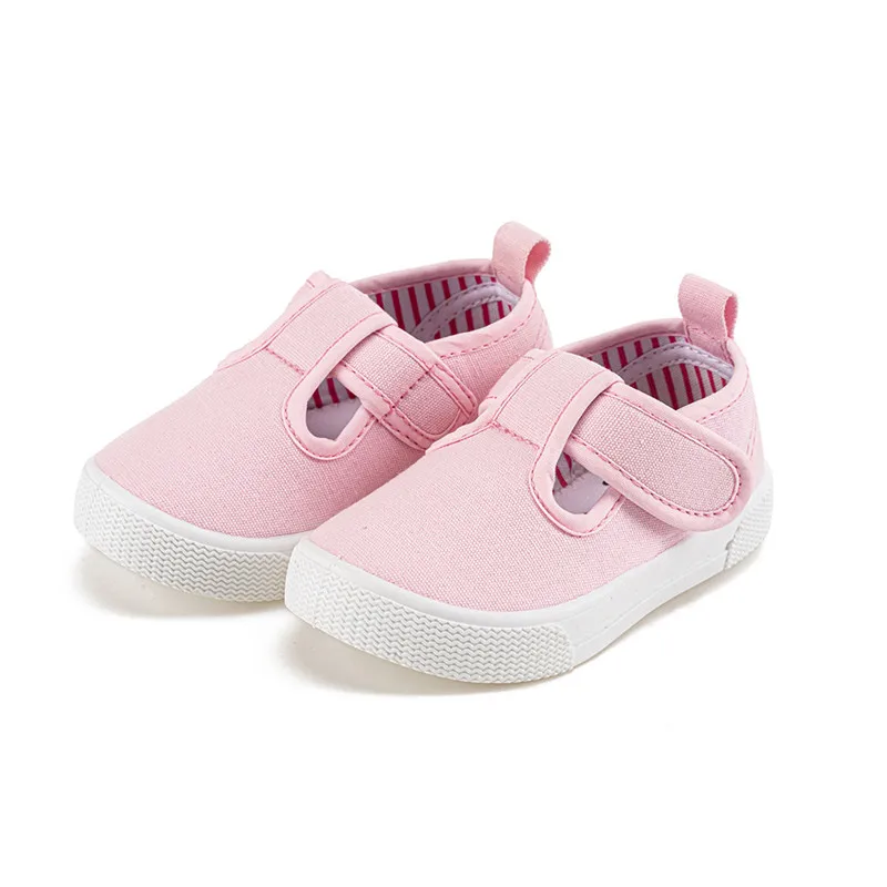 Toddler Girls T-Strap Canvas Sneakers Little Kids Classical Comfortable Mary Jane Canvas Flats Non-Slip Casual Canvas Sneaker