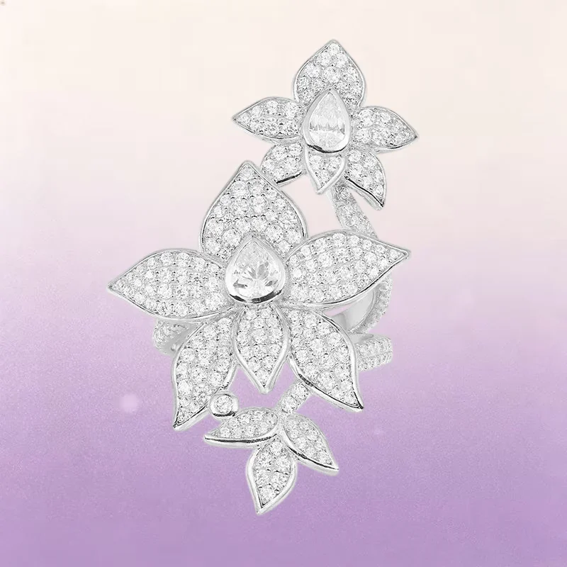 ZPFF S925 Sterling Silver Flower Series Leaf Petal Shape Ring Earrings Bracelet Necklace Women's Exquisite Romantic Jewelry Gif - view 2