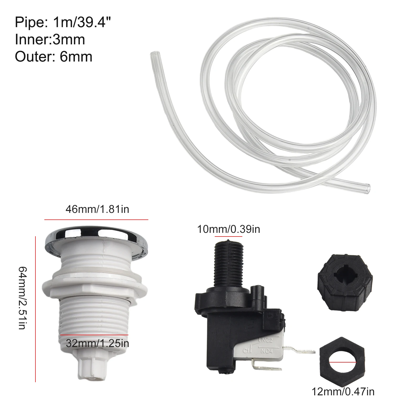 Juego de interruptores de botón de encendido y apagado de aire, presión nominal de 16 amperios, manguera de Spa, piscina de aire, 125-250V, 16A, basura, 1 Juego