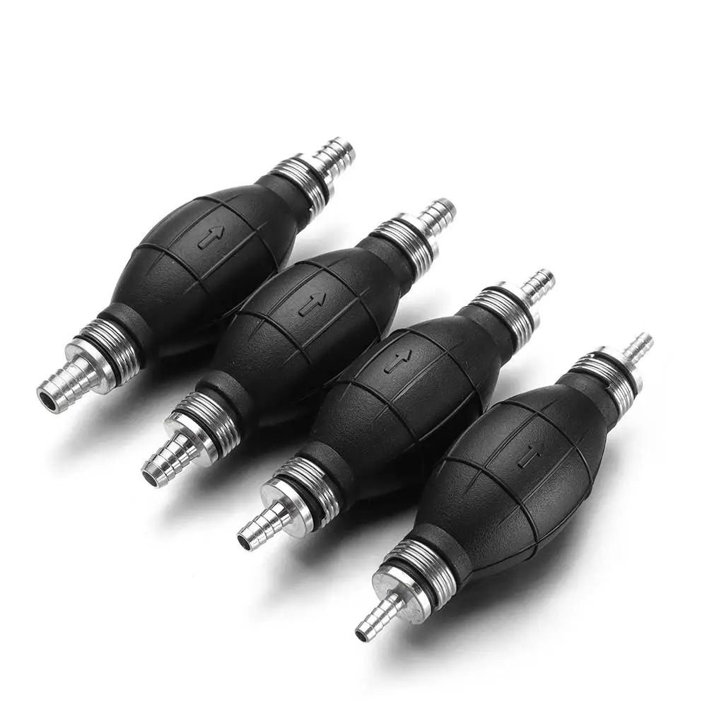 Pompa bahan bakar Manual karet tangan aluminium, pompa Transfer cairan bensin Diesel tahan lama 6mm/8mm/10mm/12mm