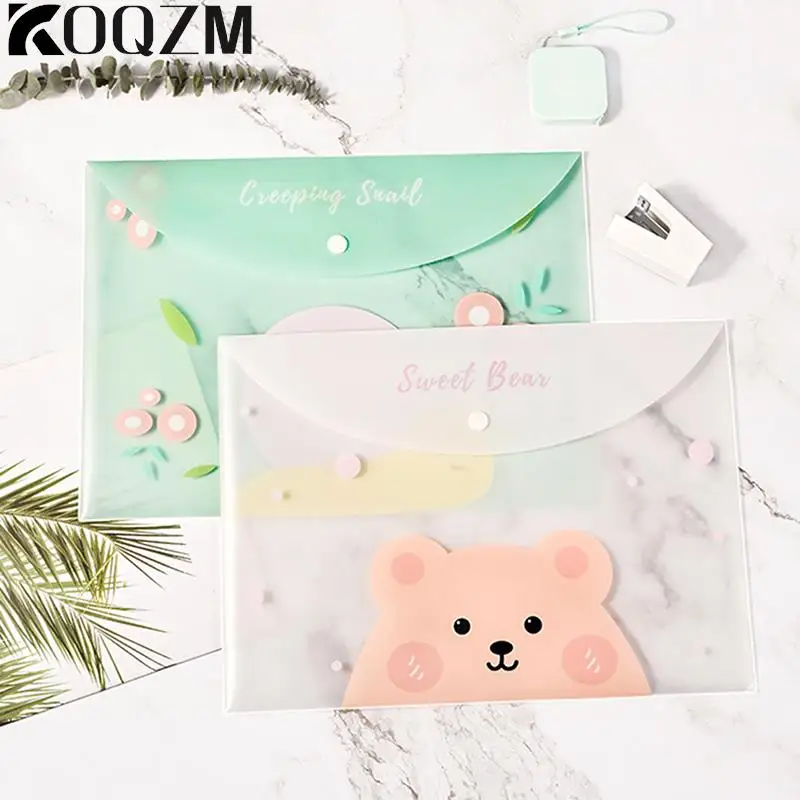 Cartoon Illustration Student Test Paper Bag Transparent File Bag Storage Bag Office File Bag Cartoon Transparent Snap BagStudent