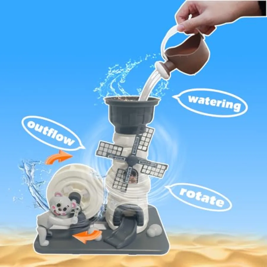 Zestaw zabawek plażowych 12 elementów, zabawki do piasku, kreskówkowy wiatrak, klepsydra, zawiera dwa łopatki, wiaderko na wodę, konewka, narzędzia w kształcie zwierząt.