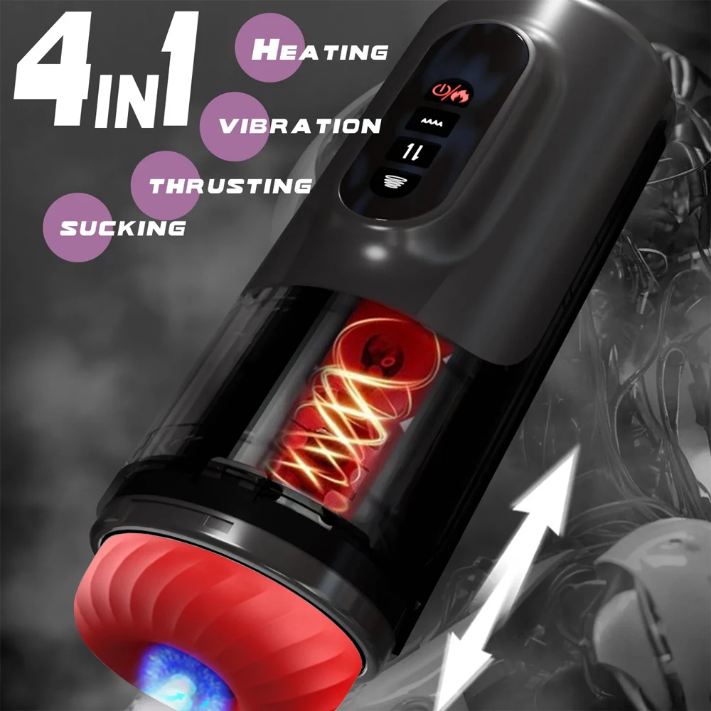 Automatic Male Masturbator Cup Telescopic Sucking Vibrating Heated Penis Blowjob Masturbation Vibrator Adult Sex Toy for Men