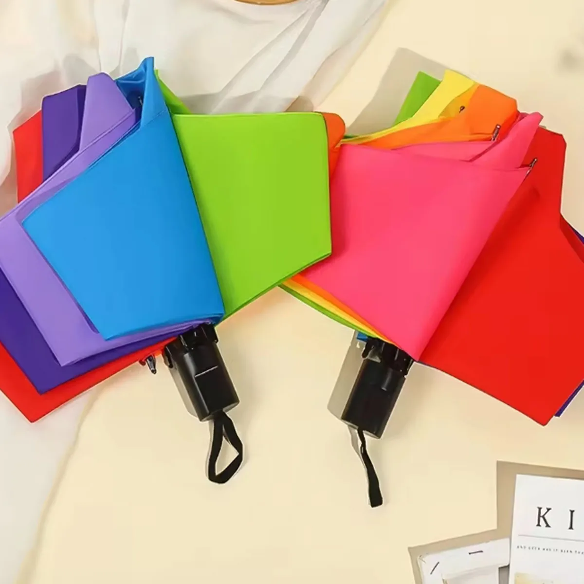 يندبروف مظلة قابلة للطي النساء الرجال دليل شعبية قوس قزح ثلاثة مظلة قابلة للطي الكبار الأطفال مظلة مقاومة قوية