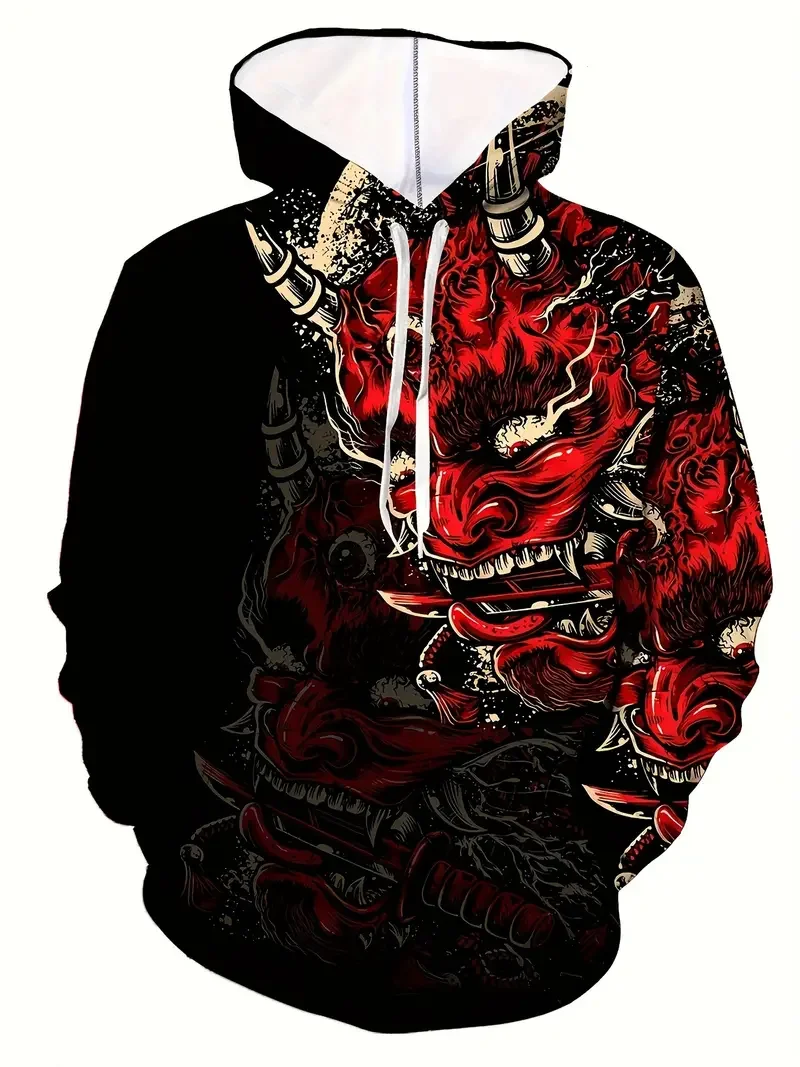 2024 Latest Animal Pattern 3D Printed Hoodie Fashion Black Design Men's Hoodie Street Retro Harajuku Men's Hoodie