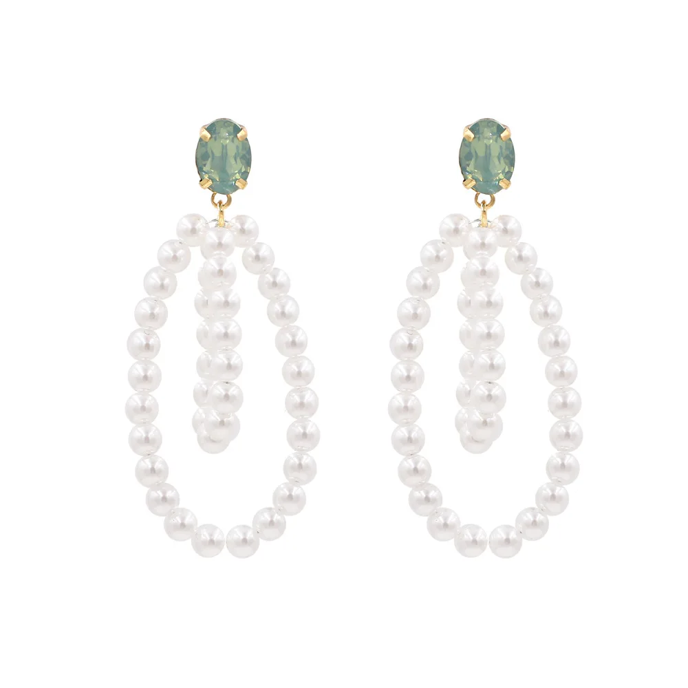 Korea Dongdaemun fashion temperament pearl earrings women's personality creative beaded long earrings hot-selling source