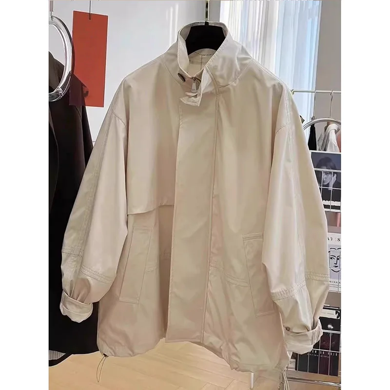 

Men's Casual Windbreaker Jaet Stand Collar Warm Outerwear Polyester Fiber Regular Thin Autumn Winter Large Size Coat