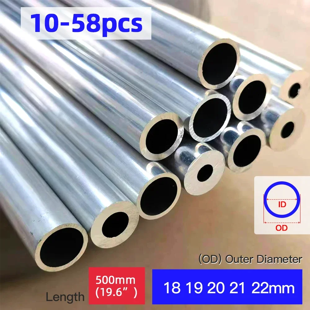 

10pcs-58pcs Aluminium Pipe 18-22mm OD Straight 500mm Long Round Aluminum Alloy Tube Multiple quantities