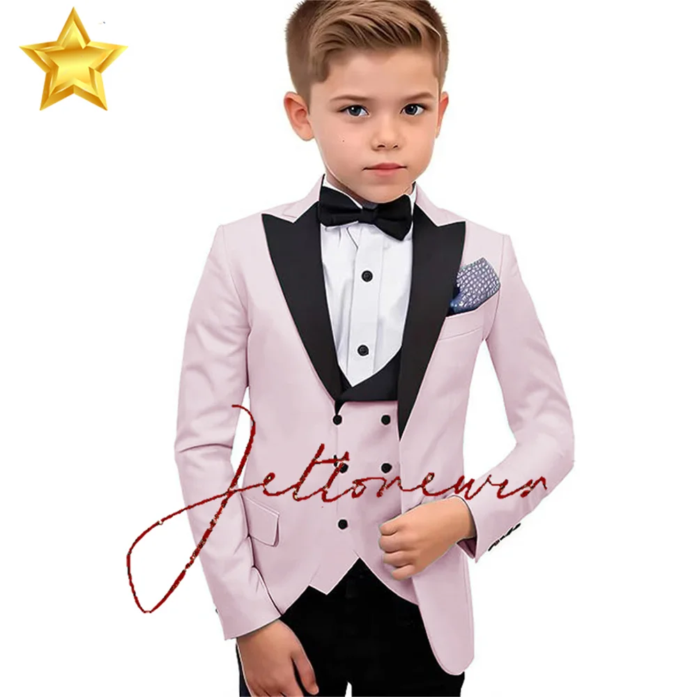 

Pink Boys Suit Formal Wedding Tuxedo Ring Holder Clothes 2-16 Years Old Customized Color Blazer Pants Vest 3-piece Set