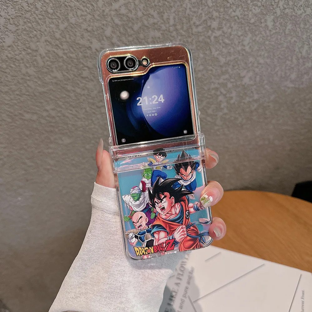 Fashion Japan Anime Dragon Ball Goku Saiyan Transparent Phone Case For Samsung Galaxy Z Flip 7 6 5 4 3 Hard TPU Cover view 2