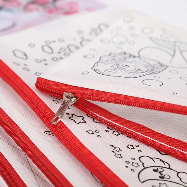 Diy eco-friendly desenho sacos graffiti saco com marcadores crianças saco de pintura artesanal arte artesanato cor enchimento brinquedo