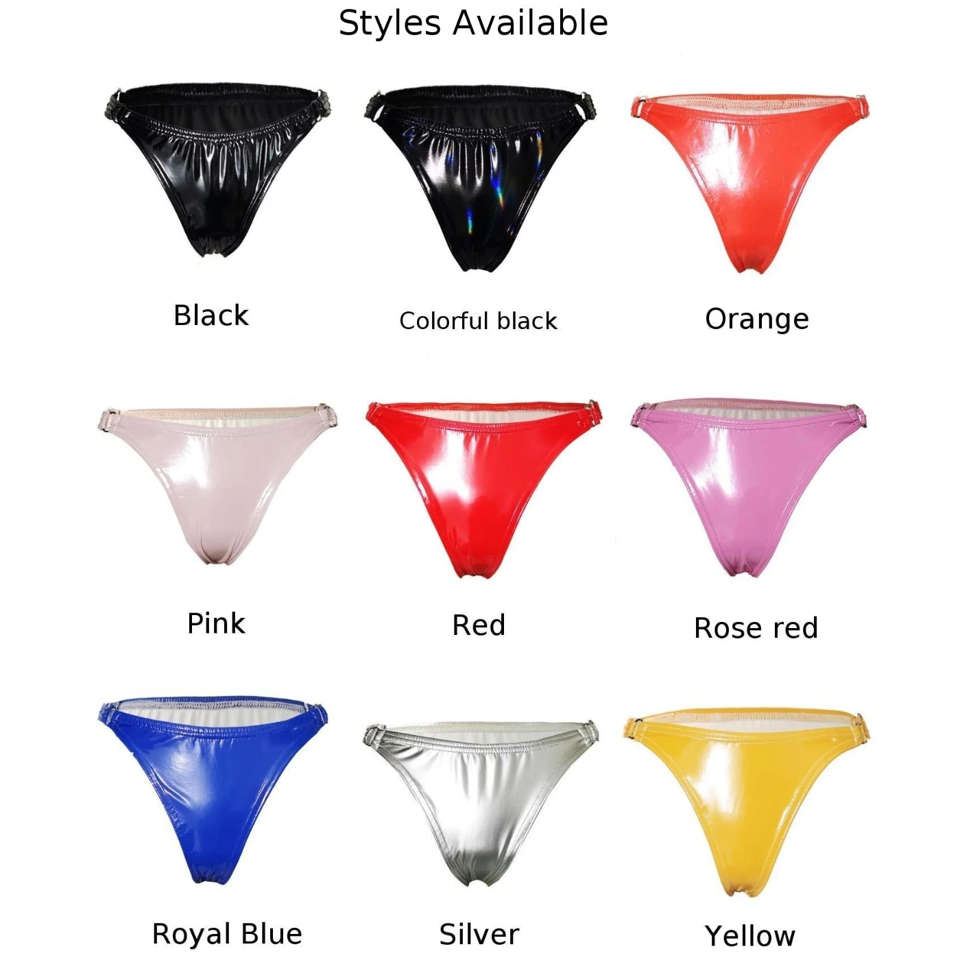 Women Shiny Patent Leather Thong Panties Wet Look Briefs Elastic Underwear Bikini High Waist Leather Nightclub Erotic Lingerie