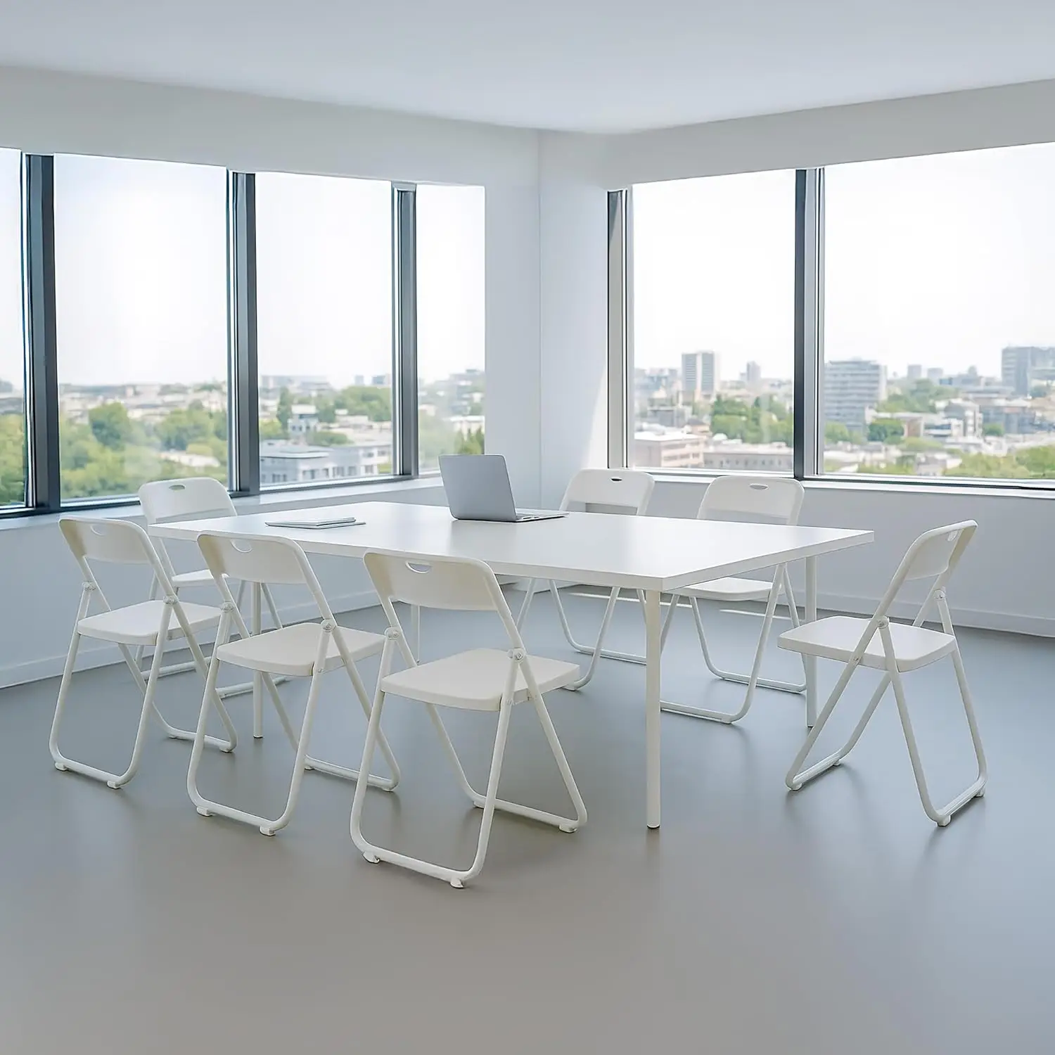 10 Pack White Plastic Folding Chairs, Indoor Outdoor Portable Stackable Commercial Seats with Steel Frame, Customized image 2